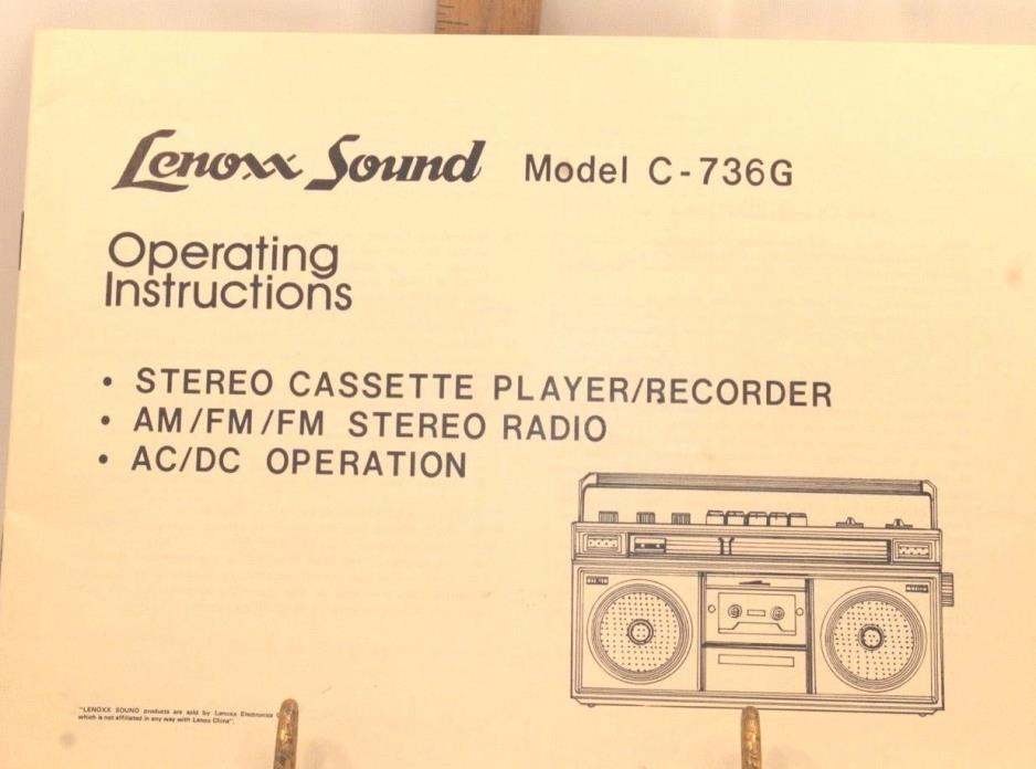 Lenoxx Sound Model C 736G Operating Instructions Manual