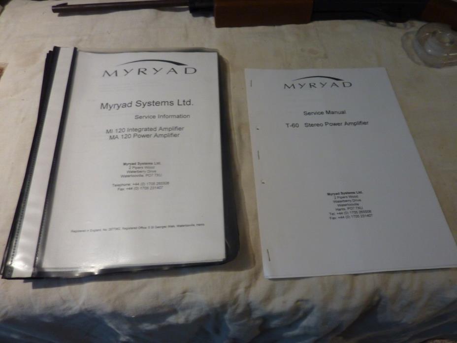 Myryad amp CD tuner Service Manuals  MI120/MA120 MP100 T30 T10 T40 MC100  others