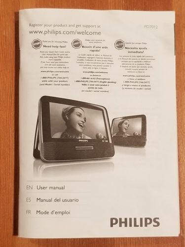 Phillips PD7012 Portable DVD Players Owners User Instruction Manual