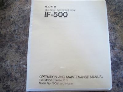 Sony IF-500 Multiple Interface Box Operation and Maintenance Manual Revised