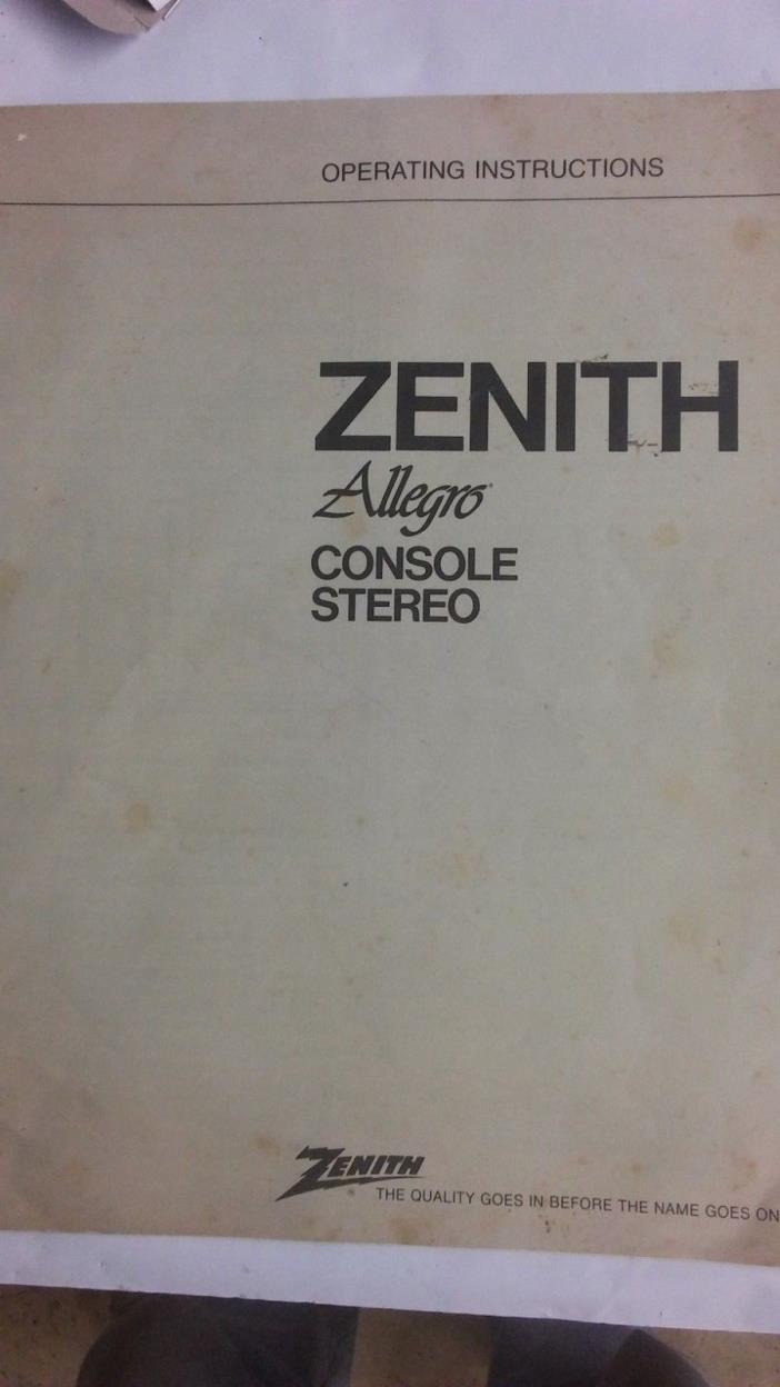 ALLEGRO USER MANUAL === ZENITH SOLID-STATE CONSOLE STEREO