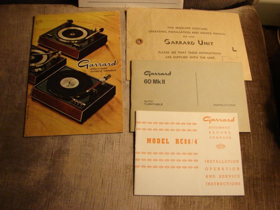 lot 1969 GARRARD COMPARATOR Automatic Turntables Brochure, Instructions 60 MK II