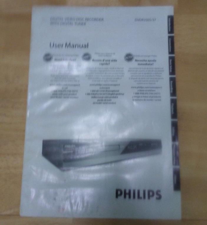 Philips  DVDR3505/07 Digital Video Disc Recorder User Manual