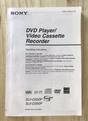Sony DVD - VCR owner's manual operating instructions SLV-D550P SLV-D350P