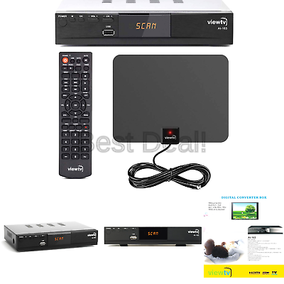 Viewtv AT-163 ATSC Digital TV Converter Box Bundle with ViewTV 50 Mile Flat H...