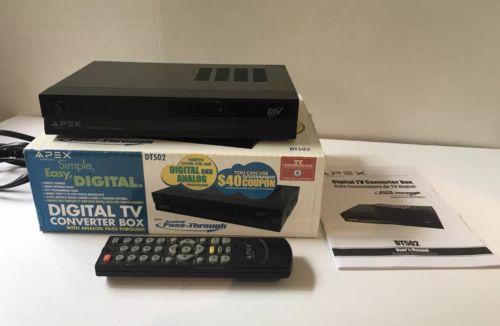 Apex DT502 Digital TV Converter Box w Original Box Remote and Manual