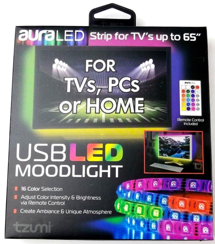 Tzumi Aura LED 6.5' Strip For TVs PCs Home up to 65