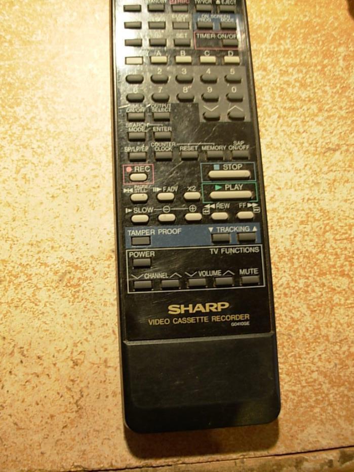 Sharp VCR G0410GE Replacement Remote Control