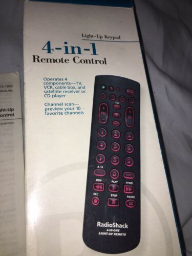Radio Shack 15-1992 4-In-One Universal Remote Control Light Up