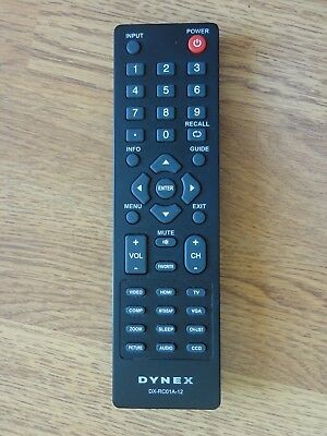 Dynex LCD LED TV Remote Control DX-RC01A-12 of DX37L200A12 DX40L261A12