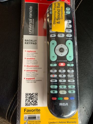 RCA Universal Remote RCRPS06GR 6-Device Backlit Keypad USED Black