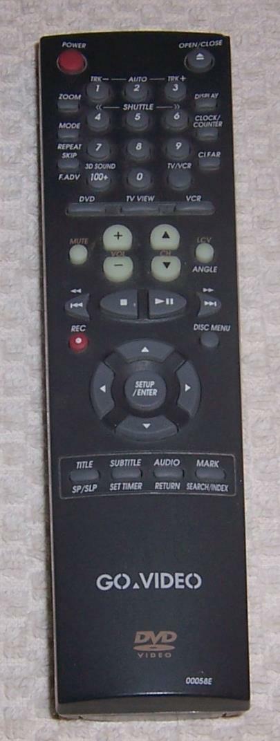 Go Video 00058E Remote Control DVD/VCR Combo DVR4000VER1, AC5900058E, DVR4400, D