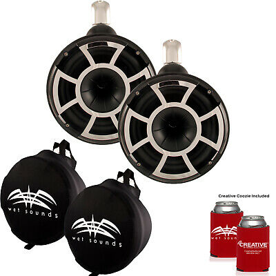 Wet Sounds REV 8 Fixed Clamp Tower Speakers w/ Suitz speaker Covers - Black