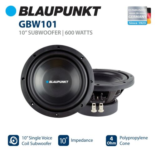 Blaupunkt 10' Single Voice Coil Subwoofer With 600W Power Car Audio System New