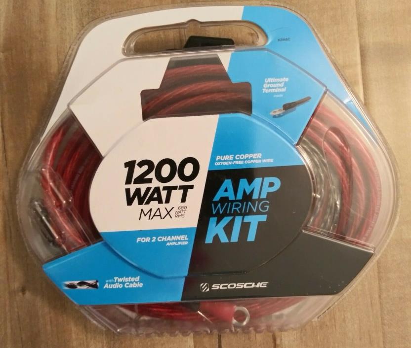 Scosche 1200 Watt MAX AMP Wiring Kit 2 Channel new open box
