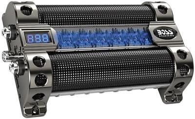 BOSS AUDIO CAP8 8 Farad Capacitor Digital Voltage Meter Black Chrome Active