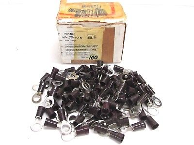 NOS! LOT of 100 3M NYLON RING TERMINALS, 8 GUAGE, 5/16 STUD, #14-38-WN
