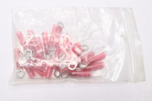 25 PACK - POWER FIRST Ring Terminal Red Heat Shrink, Brazed Seam, 22 to 16 AWG