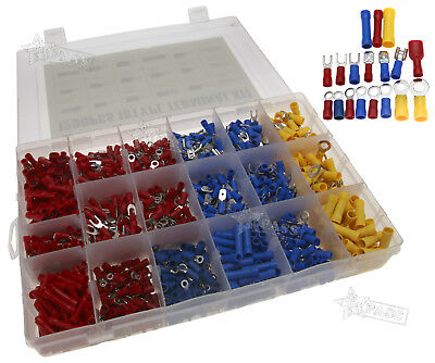 Kit of 1200 Polychrome Insulated  Electrical Wire Terminals Crimp Connector Kit