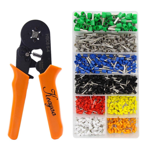 Crimp Tool Kit, 1300pcs 0.25-6.0mm2 Insulated Electrical Cord Pin End Terminals,