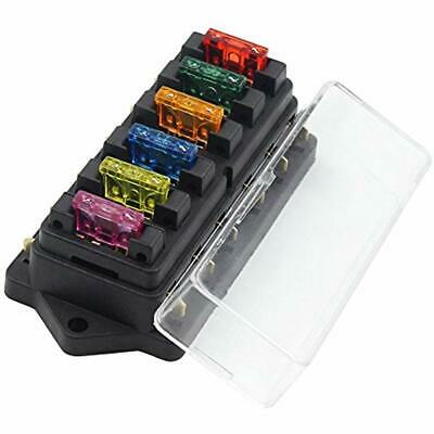Ninth-City 6 Way Car Auto Standard Blade Fuse Box Holder Block With Fuses
