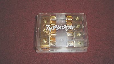 Gold Typhoon 4 Quad / 4X AGU In-Line Fuse Holder Distribution Block Car Stereo