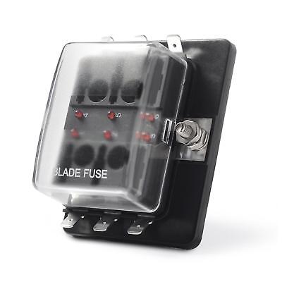 MICTUNING LED Illuminated Automotive Blade Fuse Holder Box 6-Circuit Fuse Block