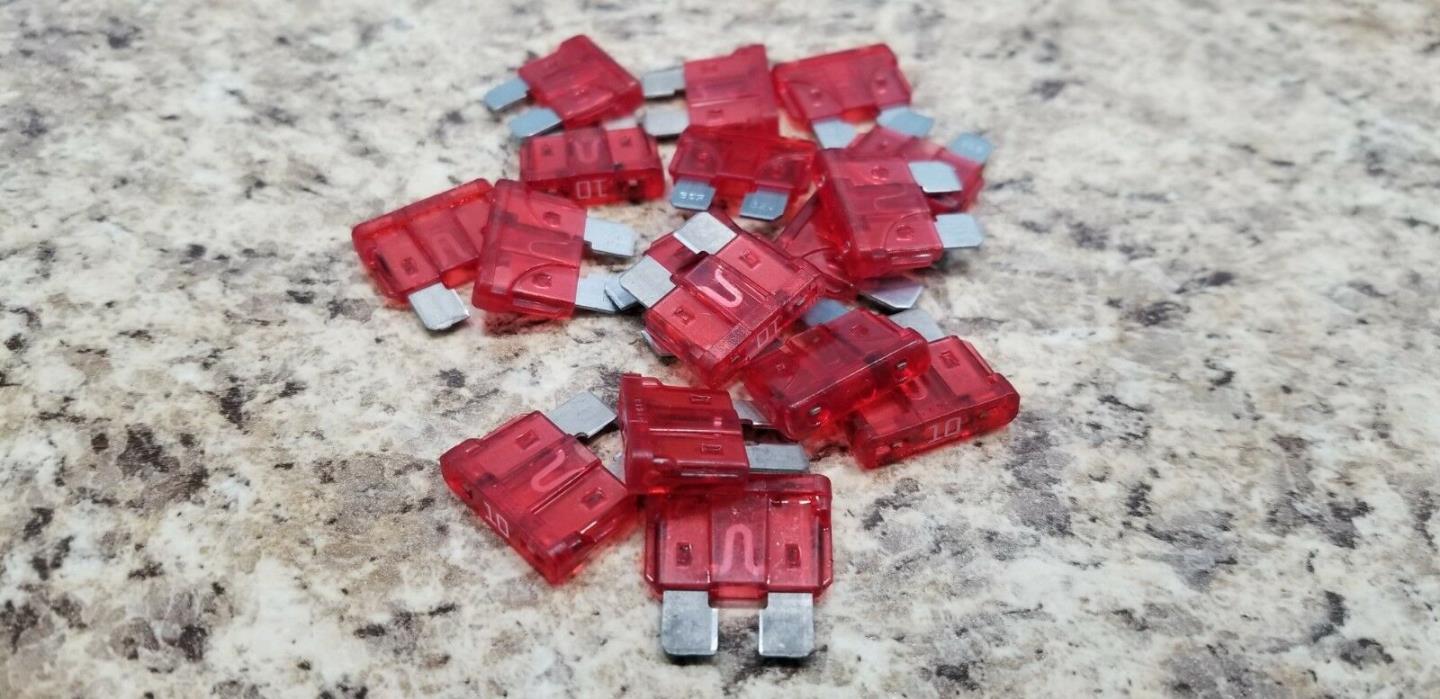 25 Piece,10 Amp, Red Fuse, ATC/ATO