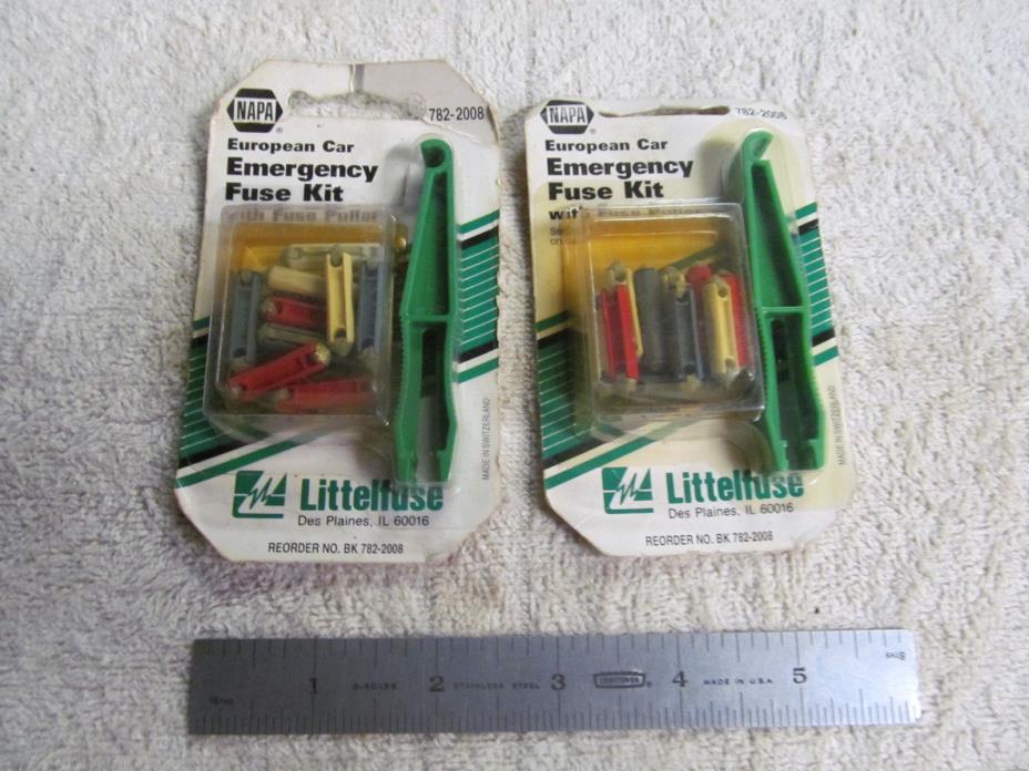 (2) NOS VINTAGE EUROPEAN CAR EMERGENCY FUSE KITS WITH PULLER, USA MADE.