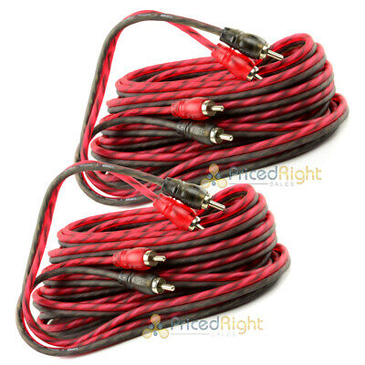 2 Pack DS18 20 ft 2 Channel Shielded Twisted Interconnect RCA Cable Amp Cables