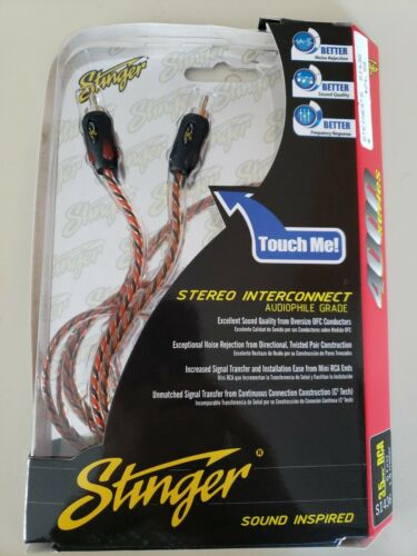 NEW STINGER 4000 SERIES SI436 6' 3.5MM TO RCA W/ RIGHT ANGLE INTERCONNECT SHOW