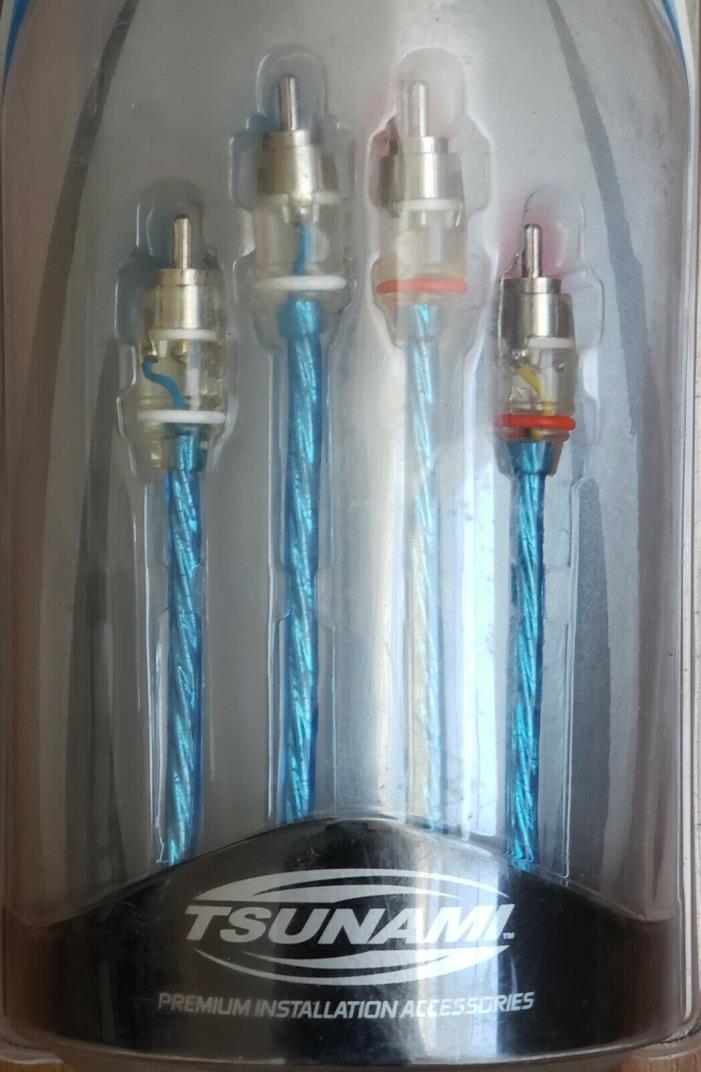 Tsunami TLW-14 Glow Tip LED Illuminated Cables 2 Channel 14 Foot RCA Cable