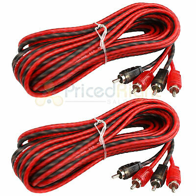 2 Pack DS18 17 Ft RCA Cable 2 Channel Interconnect Shielded Audio Cables Amp