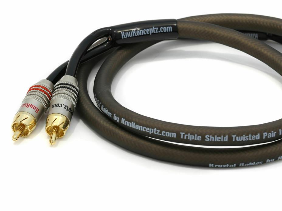 KnuKonceptz Krystal Kables RCA 2 Channel 2M 2 Meter Triple Shield Cable 6.5 Feet