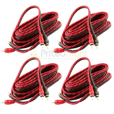 4 Pack DS18 12 Ft 2 Channel RCA Cables Car Audio Shielded Interconnect Amp