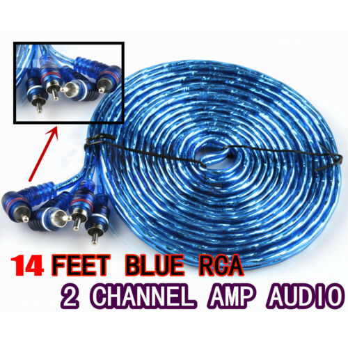14' FEET Car Amplifier Wiring Audio Subwoofer Sub Power AMP RCA Cable 2Channel