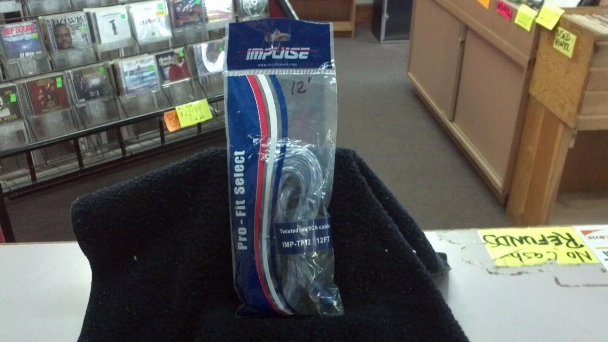 12 Foot PremiumTwisted Pair OFC Car Audio RCA Cable Blue Frosted IMP USA 12' NEW