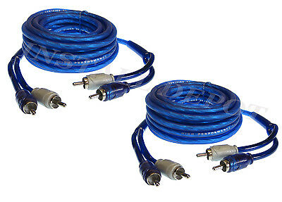 (2) 12' Feet Triple Shielded & Twisted Competition Grade OFC RCA Cables Car Amp
