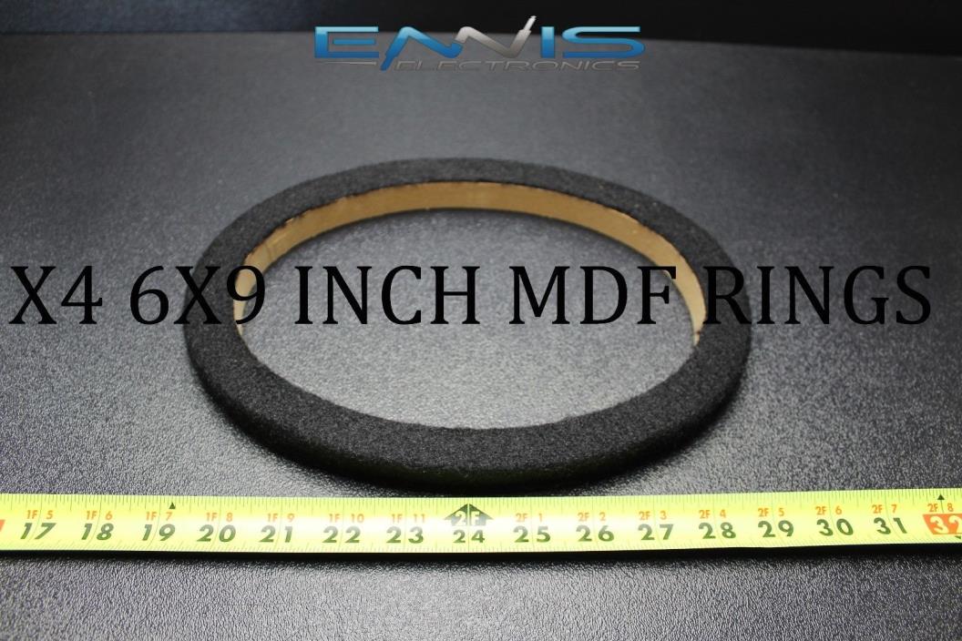 4 MDF SPEAKER RINGS SPACER 6 IN CARPET WOOD 3/4 THICK FIBERGLASS RING-06CBK