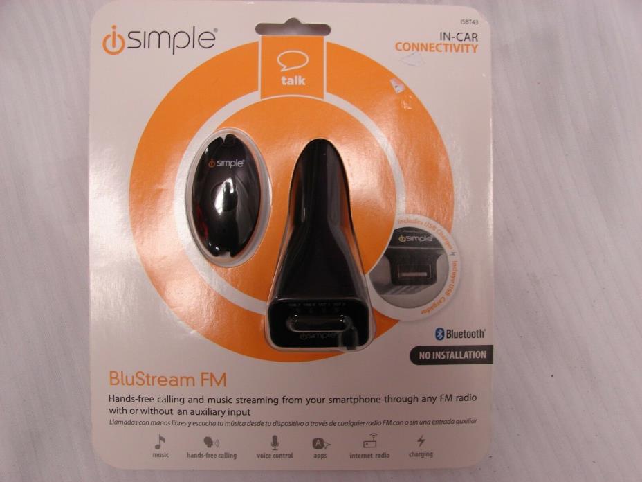 iSimple Blustream Bluetooth FM Modulator Black ISBT43 Hands Free Music Stream