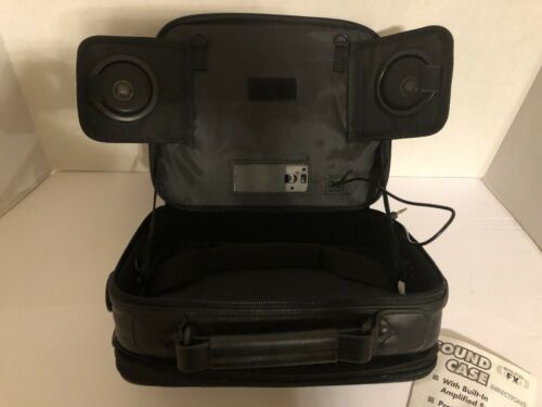 (5275) Sound FX - Black Leatherette DVD Player Case  With Speakers Portable EUC