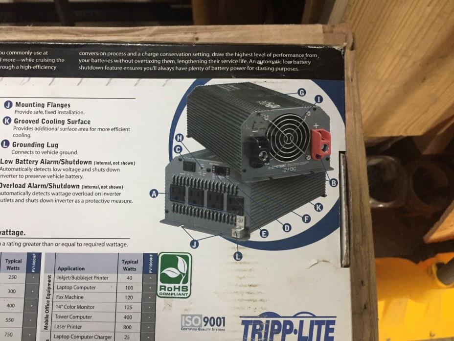 NEW TRIPP LITE 1000-Watt Continuous Power Inverter Compact Inverter for Trucks