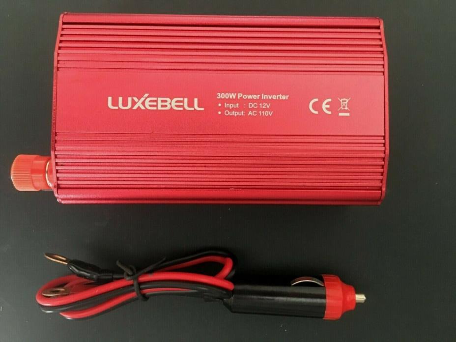 Luxebell 300W Power Car Inverter Dual Charging Ports 110V AC Outlets DC 12V