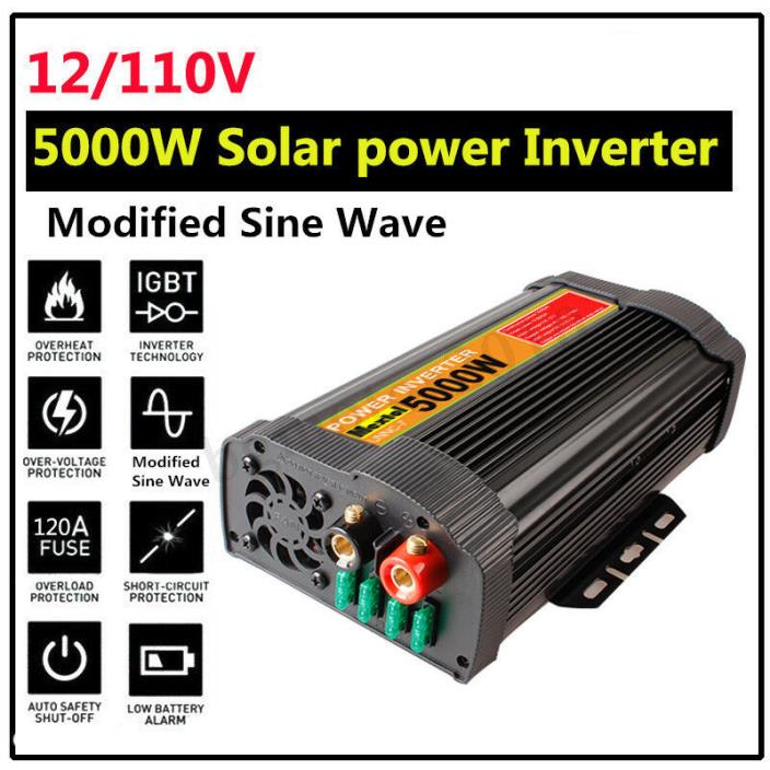 5000W 10000W Car Solar Power Inverter 12V DC to 110V AC Sine Wave Converter US
