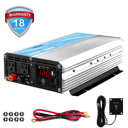 1600W Power Inverter 12V DC to 110V 120Volt AC with 20A Solar Charge Controller