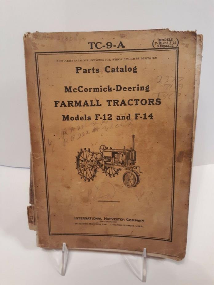 ORIGINAL1938~TC9A PARTS CATALOG~MCCORMICK-DEERING FARMALL TRACTORS F12 F14 ~#5