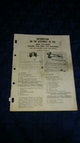 New Holland Model 450 455 Mower Assembly Manual