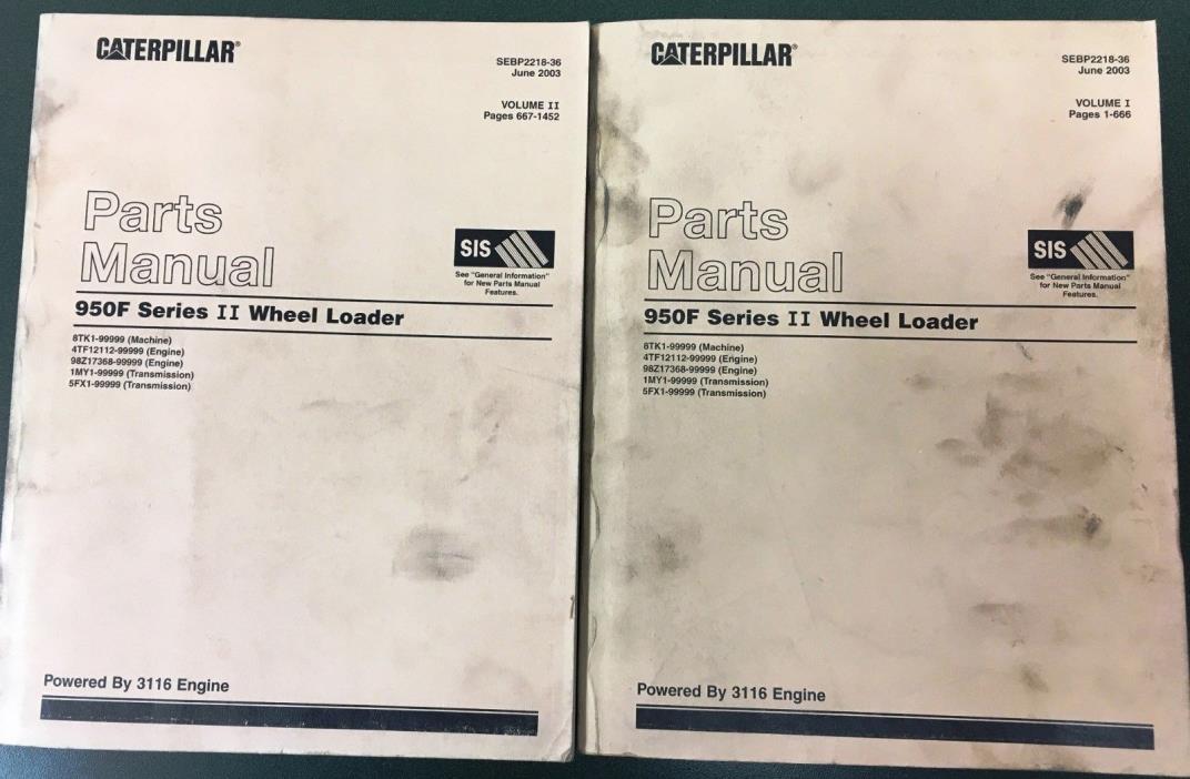 CATERPILLAR 950F SERIES II WHEEL LOADER PARTS MANUALS SEBP2218-36 Volumes 1 & 2