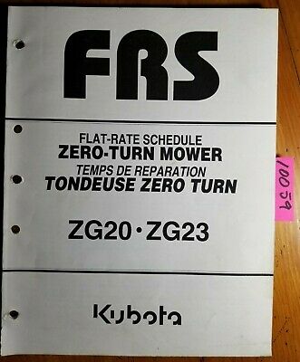 Kubota ZG20 ZG23 Zero Turn Mower Flat-Rate Schedule Manual 97897-35120 2/04