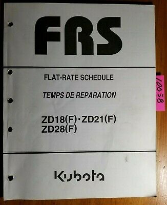 Kubota ZD18 ZD21 ZD28 (F) Zero Turn Mower Flat-Rate Schedule Manual 97897-35041